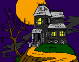 Coloring page Haunted house painted bymichele