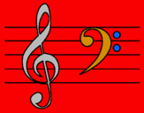 Coloring page Treble and bass clefs painted bycameron