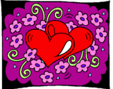 Coloring page Hearts and flowers painted bychristin