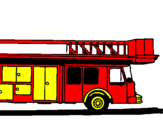 Coloring page Fire engine with ladder painted bybrad