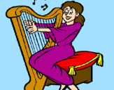 Coloring page Woman playing the harp painted bySusanna Elisabeth Fechner