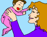 Coloring page Mother and daughter  painted byICHA