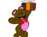 Coloring page Teddy bear with present painted byvalerai