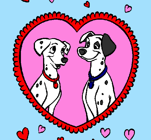 Coloring page Dalmatians in love painted byWyatt