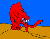 Coloring page Tiger with sharp fangs painted byL.J.