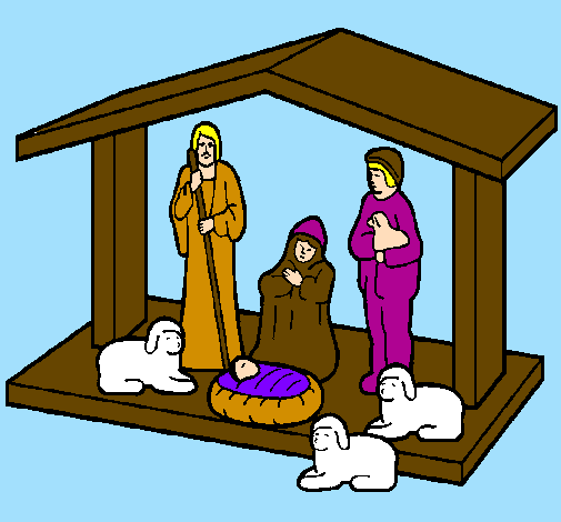 Coloring page Christmas nativity painted bysaxcaret.