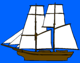 Coloring page Sailing boat painted bycain