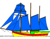 Coloring page Sailing boat with three masts painted bydominic