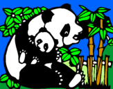 Coloring page Panda mother painted byanna