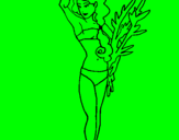 Coloring page Roman woman in bathing suit painted byJOEL
