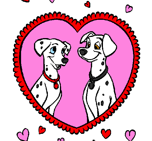 Coloring page Dalmatians in love painted bylizette