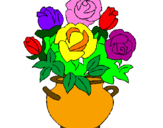 Coloring page Vase of flowers painted bymm