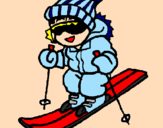 Coloring page Little boy skiing painted bymichele