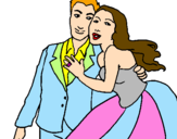 Coloring page The bride and groom painted bygrace