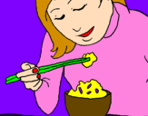 Coloring page Eating rice painted by.m,,,,,,,,,,,ssdfr4567,,,