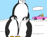 Coloring page Penguin family painted byMaria