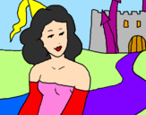 Coloring page Princess and castle painted bylika