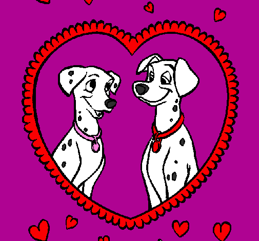 Coloring page Dalmatians in love painted byalex