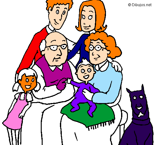 Coloring page Family  painted bya
