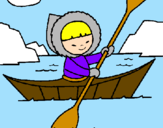 Coloring page Eskimo canoe painted byvero