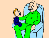 Coloring page Grandfather and grandchild painted byana luiza