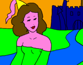 Coloring page Princess and castle painted byoliver and evie