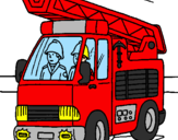 Coloring page Fire engine painted bybaby