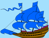 Coloring page 17th century sailing boat painted byJonas