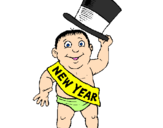 Coloring page Baby New Year painted bylexi