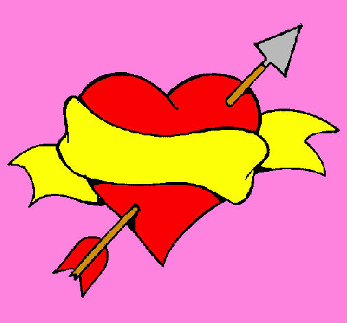 Coloring page Heart, arrow and ribbon painted bysunshine