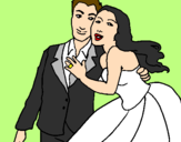 Coloring page The bride and groom painted byema