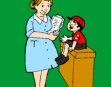 Coloring page Nurse and little boy painted bylogan