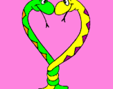 Coloring page Snakes in love painted bybethany