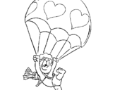 Coloring page Cupid in a parachute painted byyuan