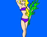Coloring page Roman woman in bathing suit painted byTIA