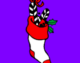 Coloring page Stocking with sweets painted bySanta