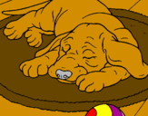 Coloring page Sleeping dog painted byanna