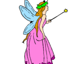 Coloring page Fairy with long hair painted byvicky