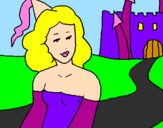 Coloring page Princess and castle painted byemma