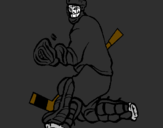 Coloring page Goaltender stopping puck painted byindian