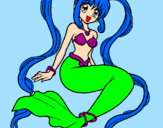 Coloring page Mermaid with pearls painted bykayla