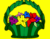 Coloring page Basket of flowers 4 painted byLali Ll.