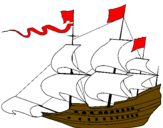 Coloring page 17th century sailing boat painted bykeith