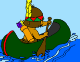 Coloring page Indian paddling painted byWyatt