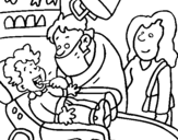 Coloring page Little boy at the dentist's painted by,,,