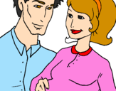 Coloring page Father and mother painted bymami