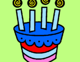 Coloring page Cake with candles painted byanna
