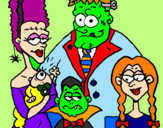 Coloring page Family of monsters painted bylinzi