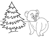 Coloring page Bear and fir tree painted bysantaclausmrs lombardo