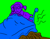 Coloring page Monster under the bed painted bylacti